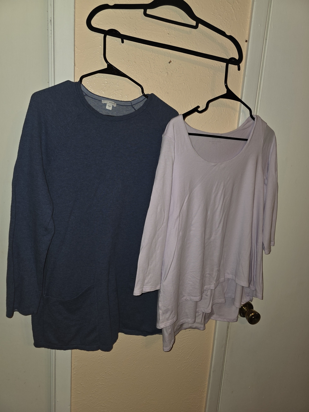 J Jill Pure Jill Tunic Bundle Size L Blue Pocket Sweater & Lavender Layered Tee